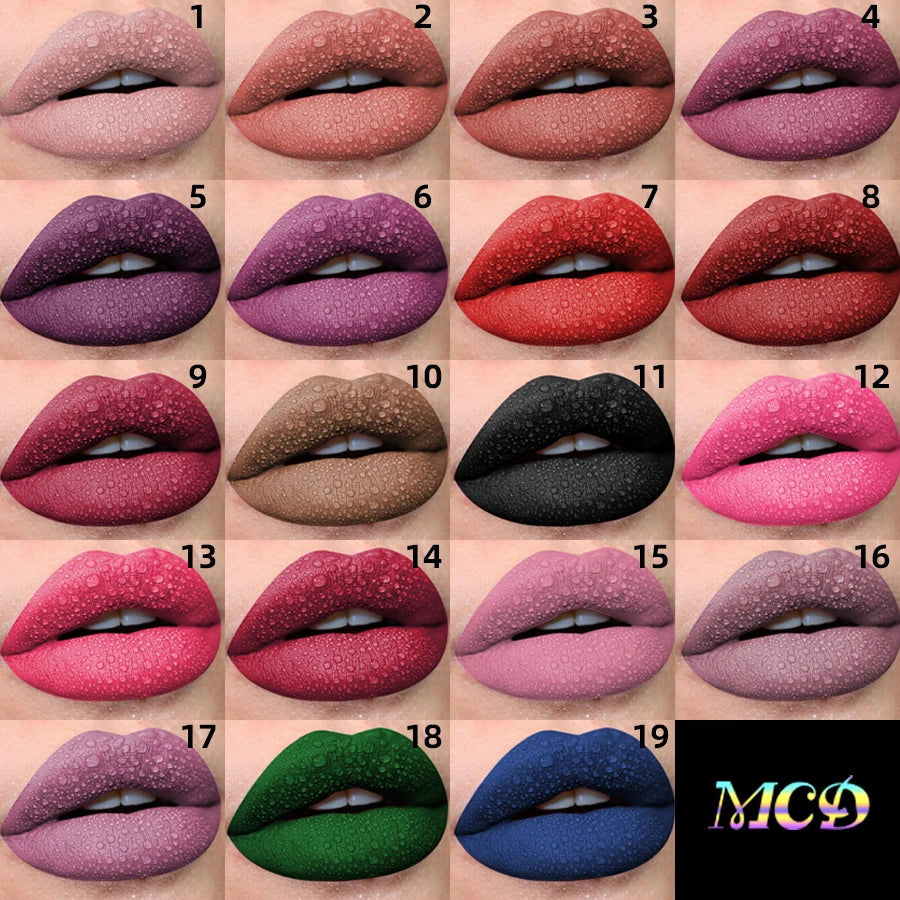 Velvet Matte Lip Gloss – 19 Waterproof Shades
