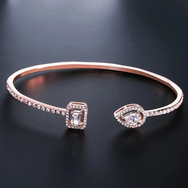 Luxury Geometry Gold Color Cuff Bangles For Women