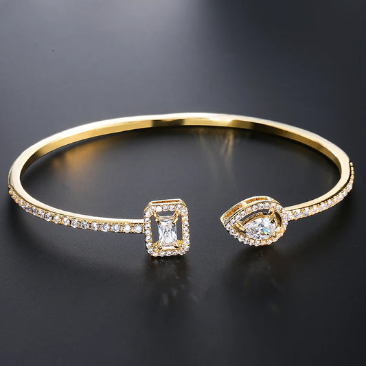Luxury Geometry Gold Color Cuff Bangles For Women