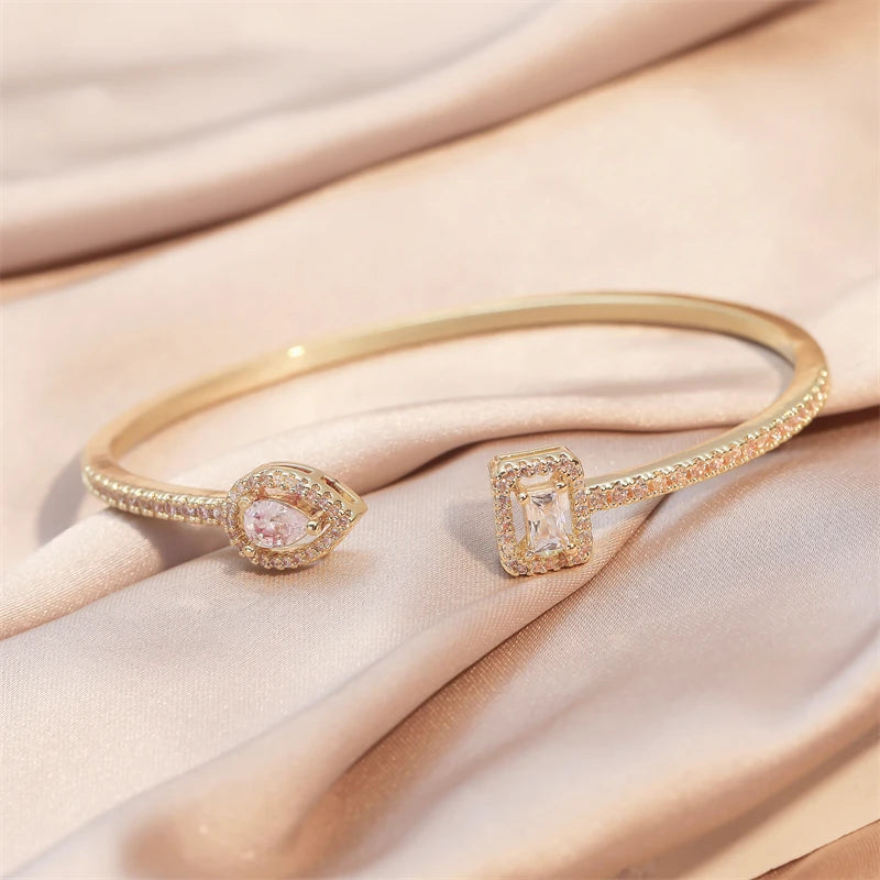 Luxury Geometry Gold Color Cuff Bangles For Women