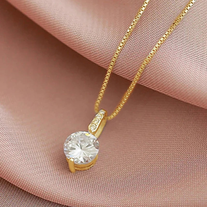 Neckles Round Cubic Zirconia Simple and Elegant Women's